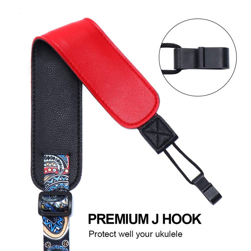 IHOBOR Ukulele Strap No Drill, IHOBOR Adjustable Double J Hook Ukelele Shoulder Strap, Hawaiian Premium Woven Clip on Ukulele Straps, Easy to Use and Fit Most Standard Uke Sizes - Image 2